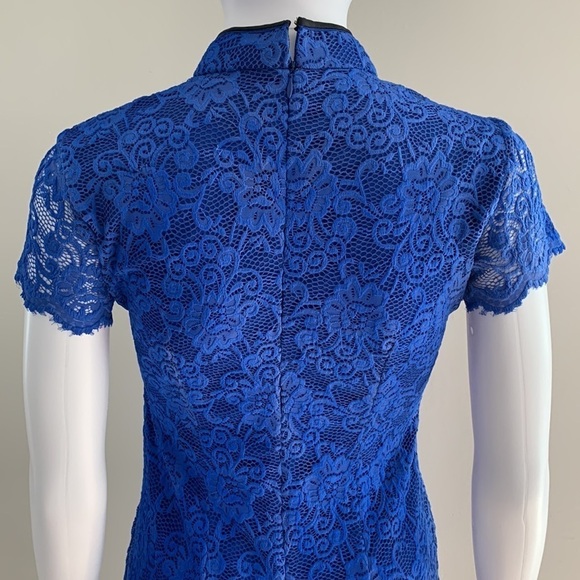 Exquisite Maxi dress in Blue Lace completely lined Sz *Med but see measurements - Picture 6 of 8